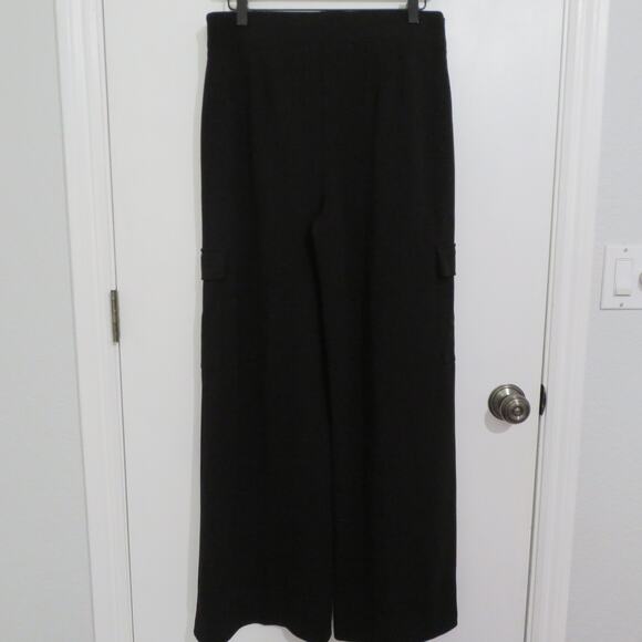 Carole Wren Womens Sz 8 Black Wide Leg High Waisted Belted Pants - Picture 2 of 5